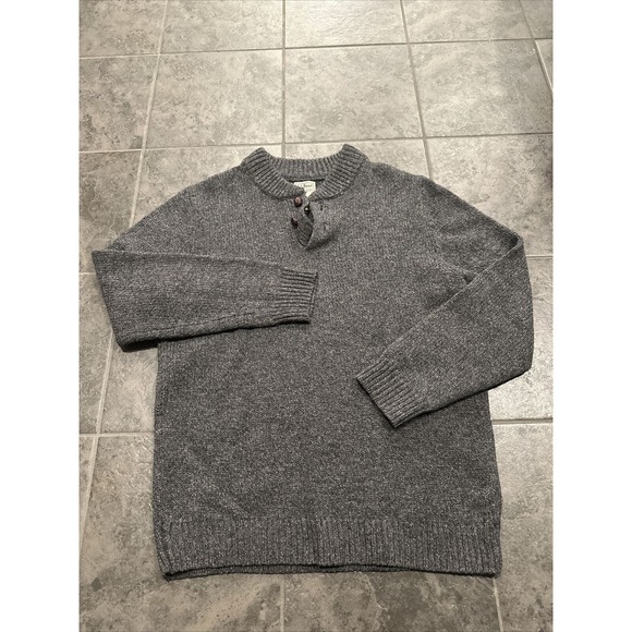 L.L. Bean Other - Mens L.L. Bean Wool Sweater Henley Classic Ragg Lambswool 285175 Large Tall Grey